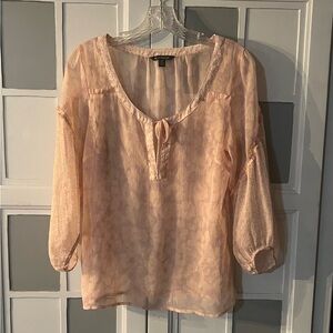🖤American Eagle Sheer Peachy Blouse with Tie Front
